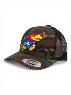 Kansas Jayhawks 3D YP Snapback Trucker Hat- Army Camo/ Black